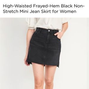 High waisted black denim skirt